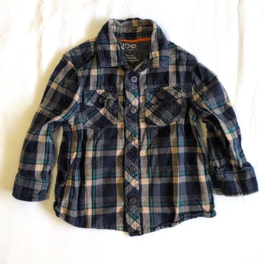 joe fresh x jcpenney plaid cotton flannel button down shirt 2T toddler boys